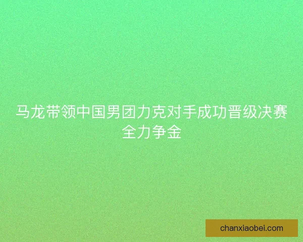马龙带领中国男团力克对手成功晋级决赛全力争金